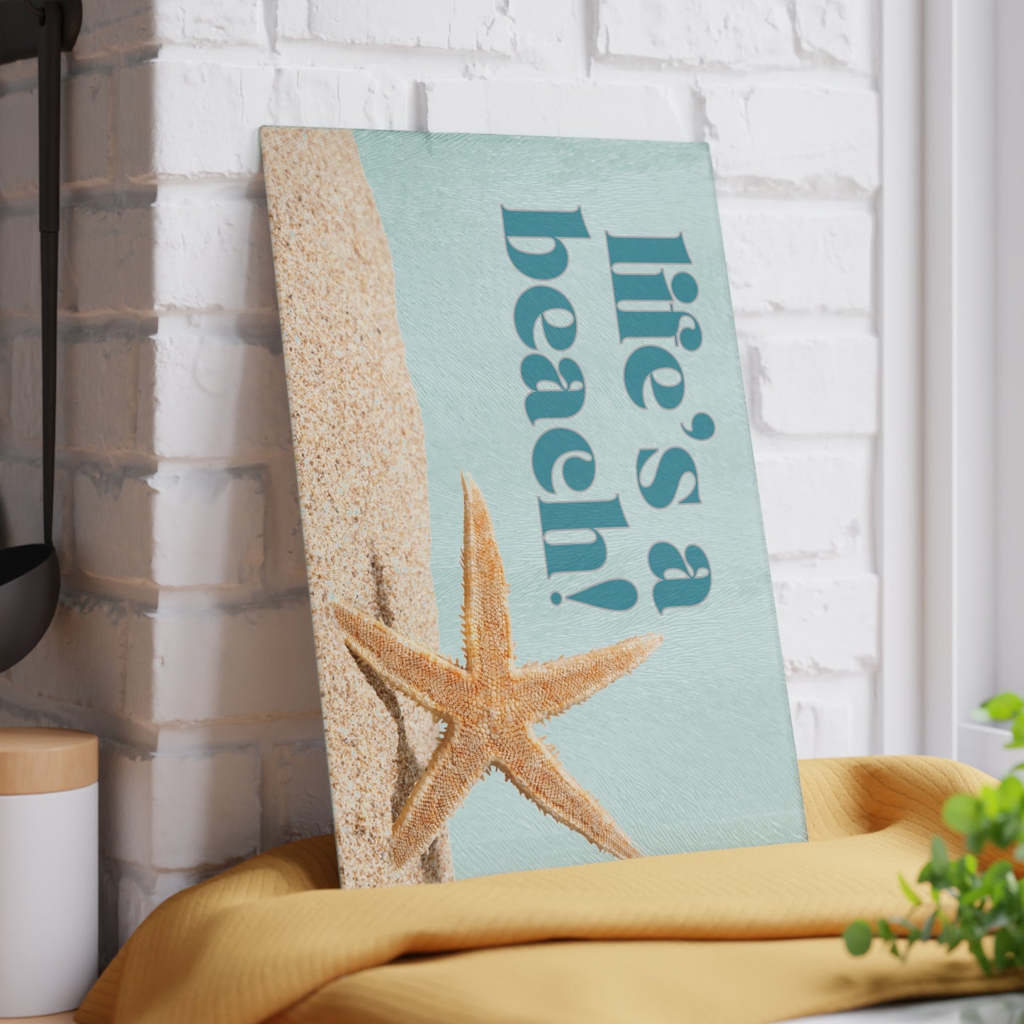 “Life’s a beach” Glass Cutting Board