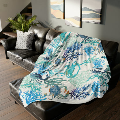 Blue Crabs and Coral Reef Soft Polyester Blanket