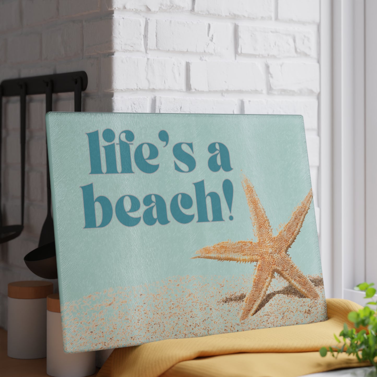 “Life’s a beach” Glass Cutting Board