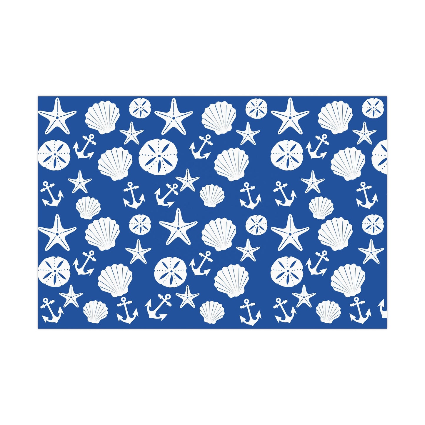 Blue and White Anchors and Shells Gift Wrap Papers