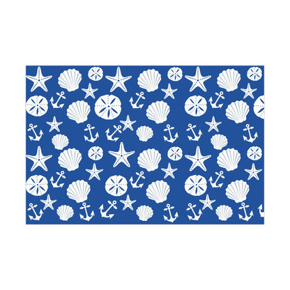 Blue and White Anchors and Shells Gift Wrap Papers