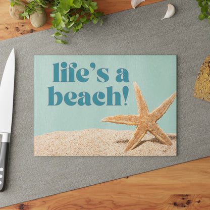 “Life’s a beach” Glass Cutting Board