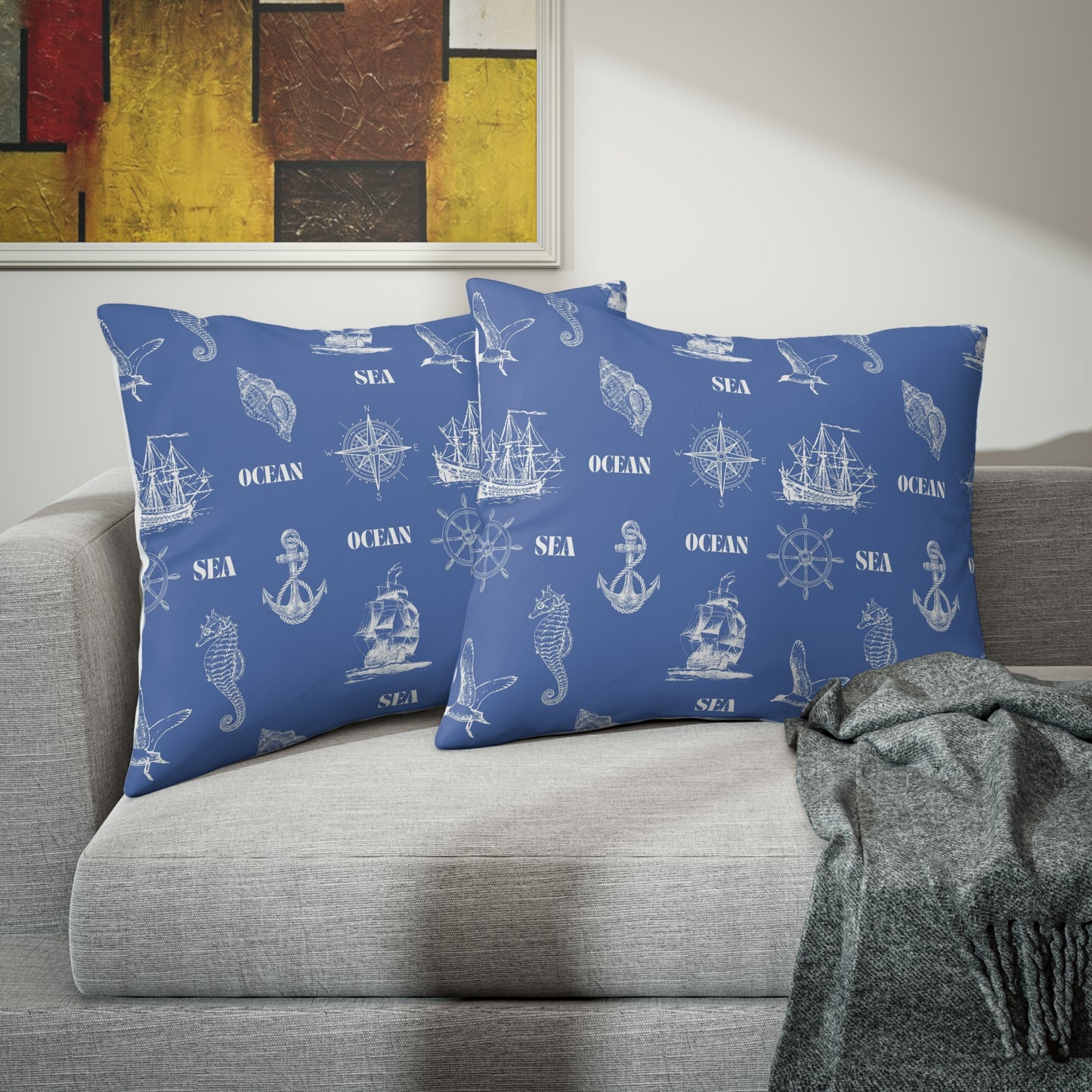 Blue Nautical Pillow Sham