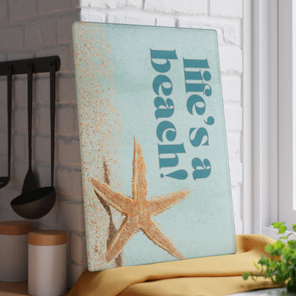 “Life’s a beach” Glass Cutting Board