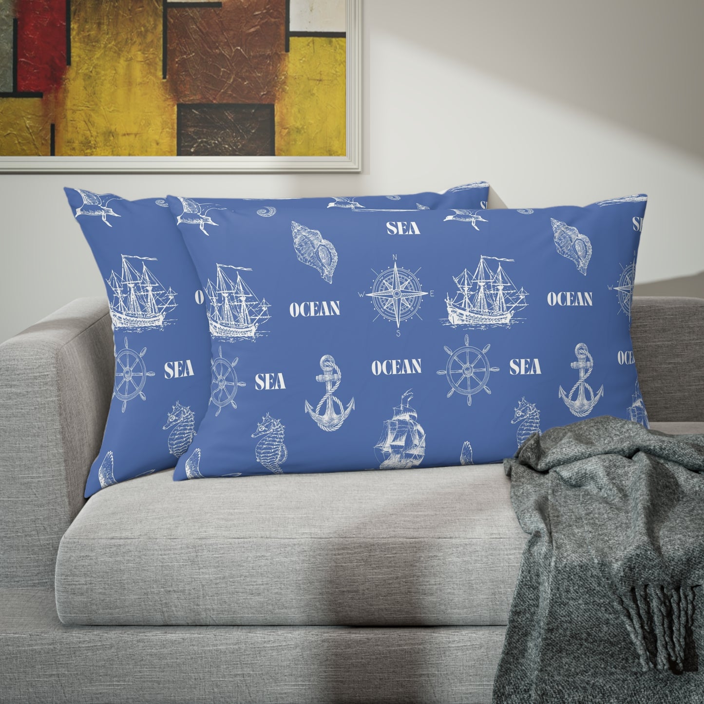 Blue Nautical Pillow Sham