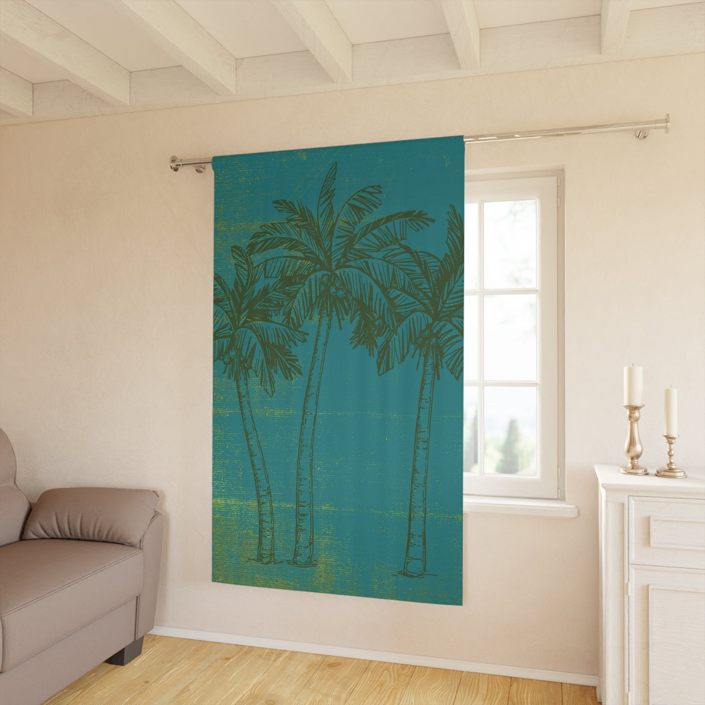 Three Palm Trees Window Curtains (1 Piece)