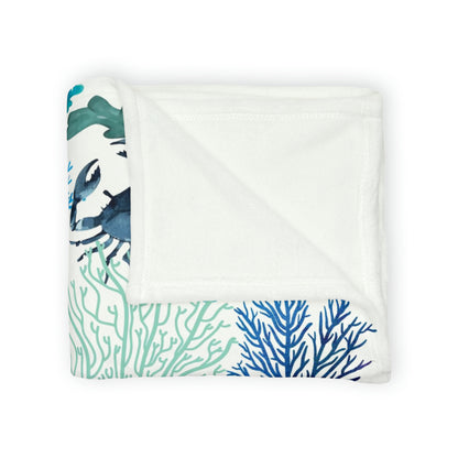 Blue Crabs and Coral Reef Soft Polyester Blanket