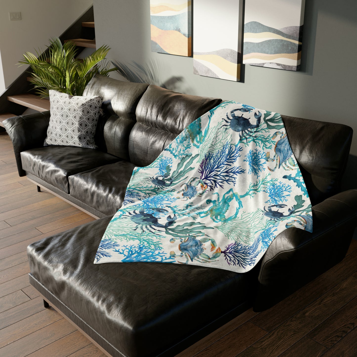 Blue Crabs and Coral Reef Soft Polyester Blanket