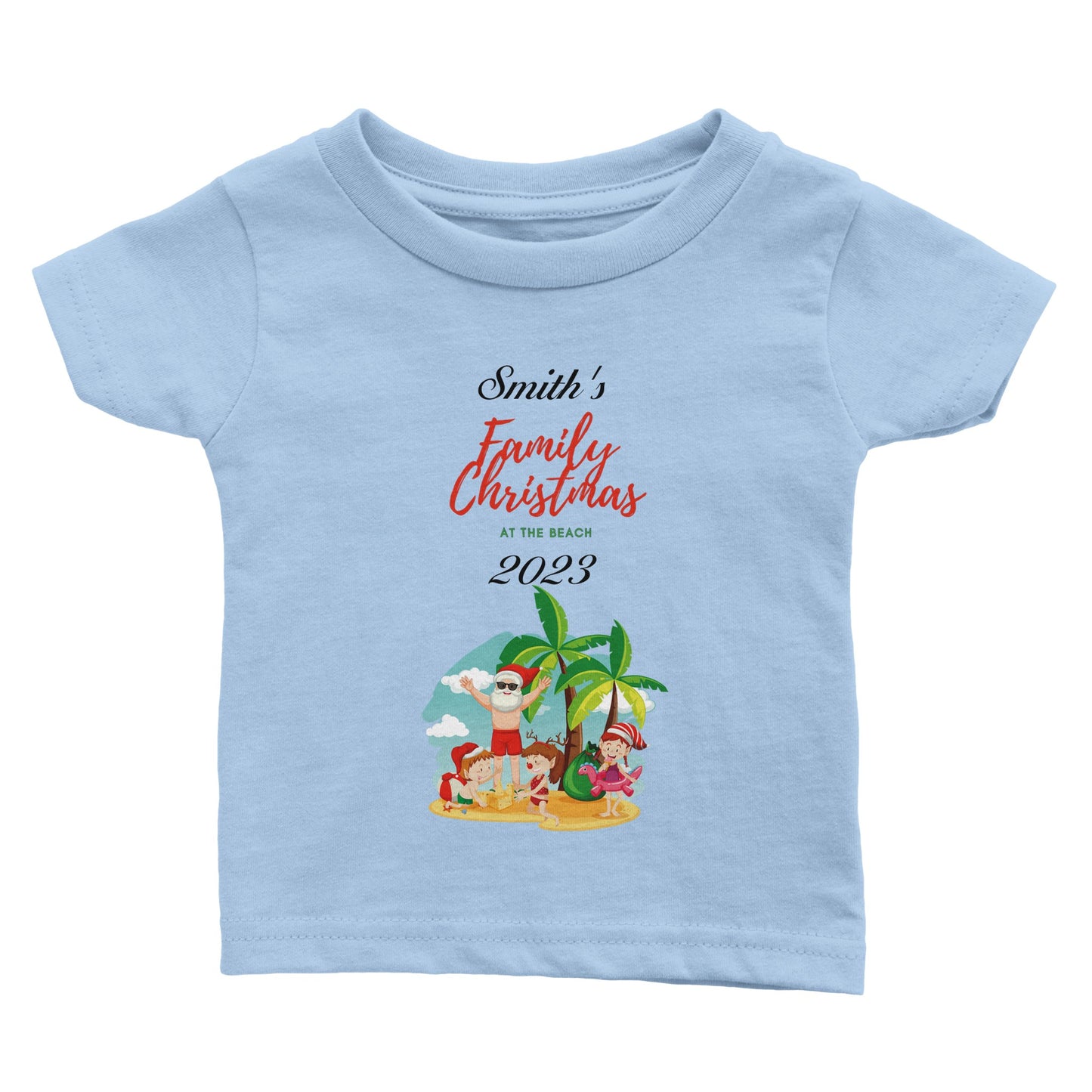 Personalized Family Christmas at the Beach Classic Baby Crewneck T-shirt