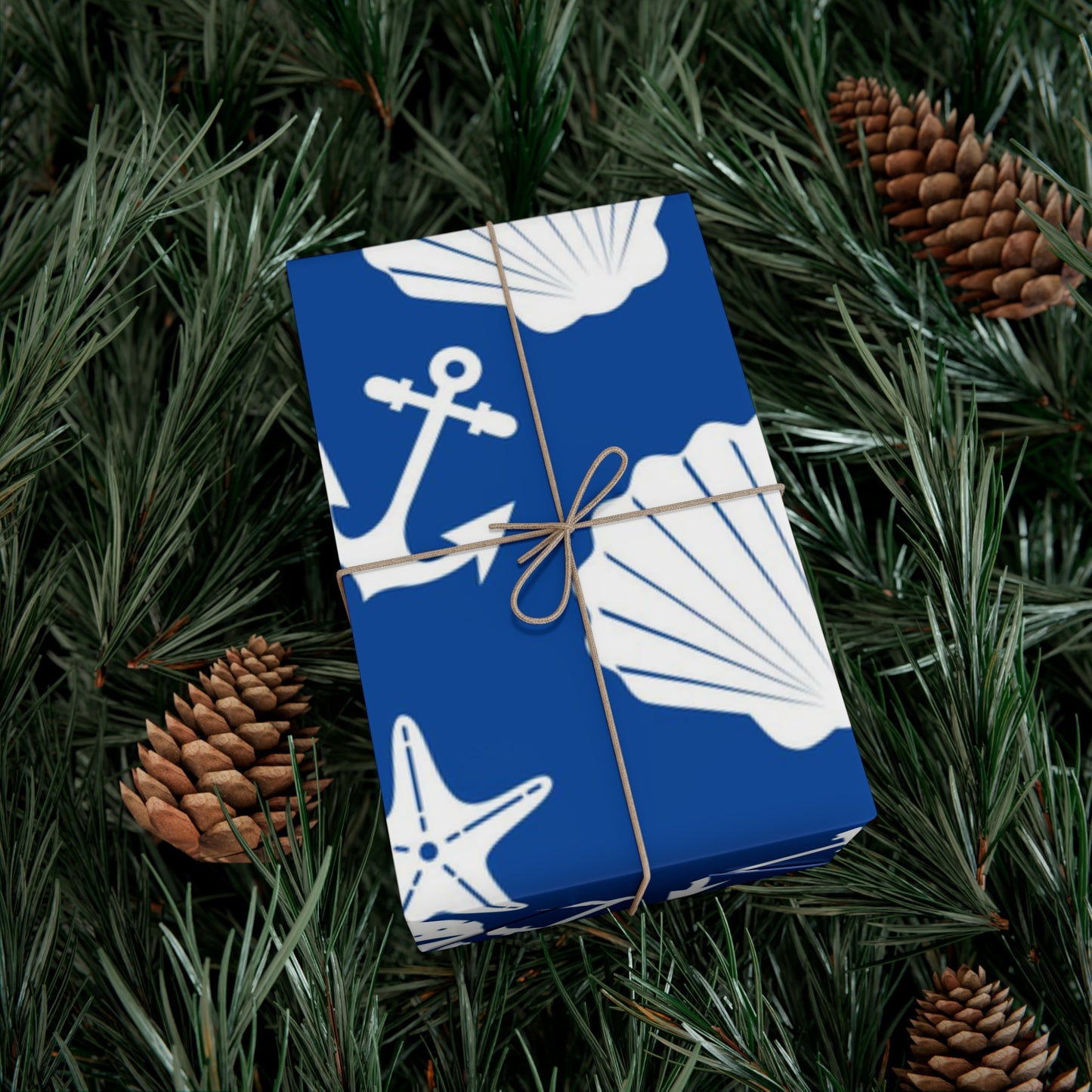 Blue and White Anchors and Shells Gift Wrap Papers