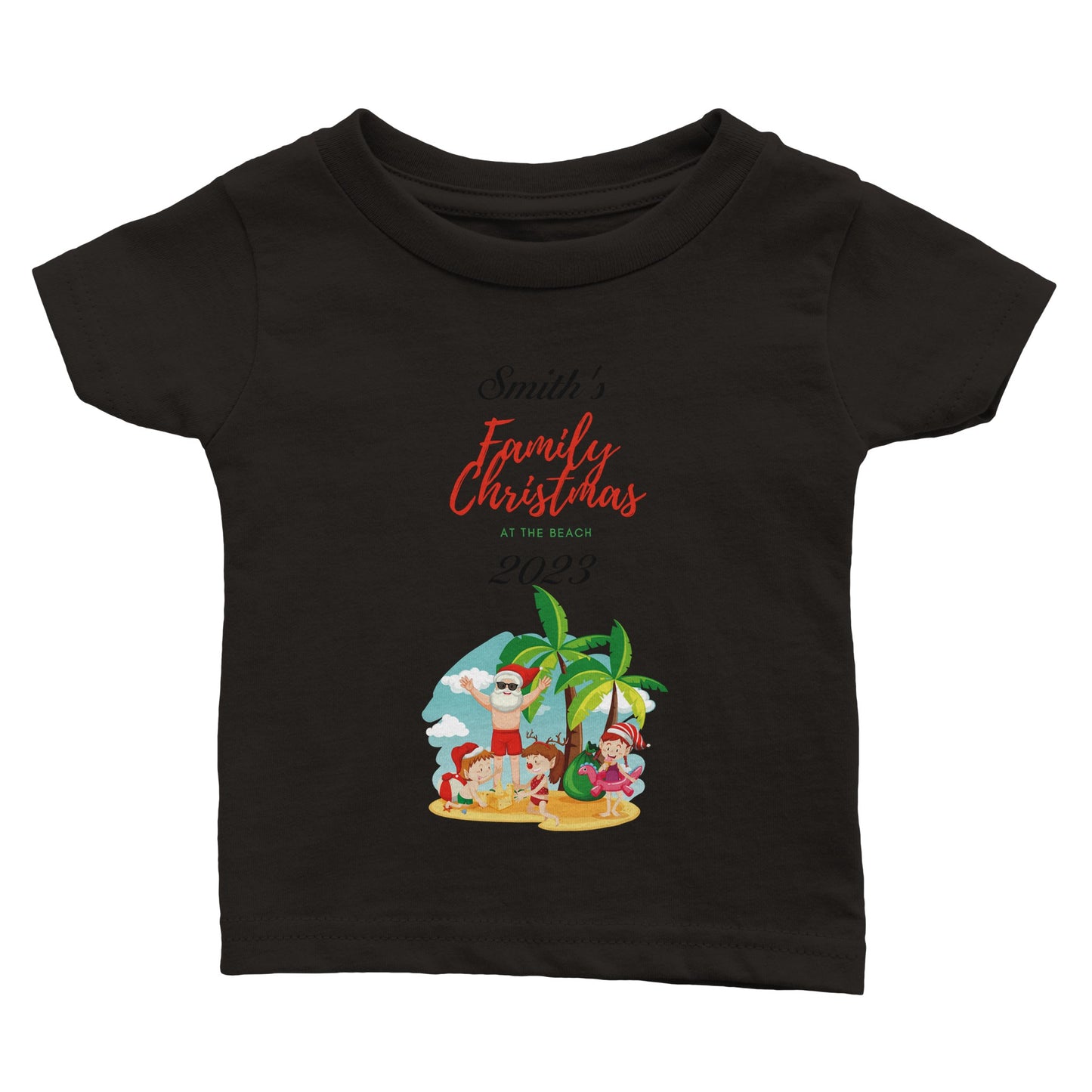 Personalized Family Christmas at the Beach Classic Baby Crewneck T-shirt