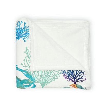 Blue Crabs and Coral Reef Soft Polyester Blanket