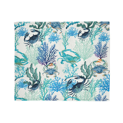 Blue Crabs and Coral Reef Soft Polyester Blanket