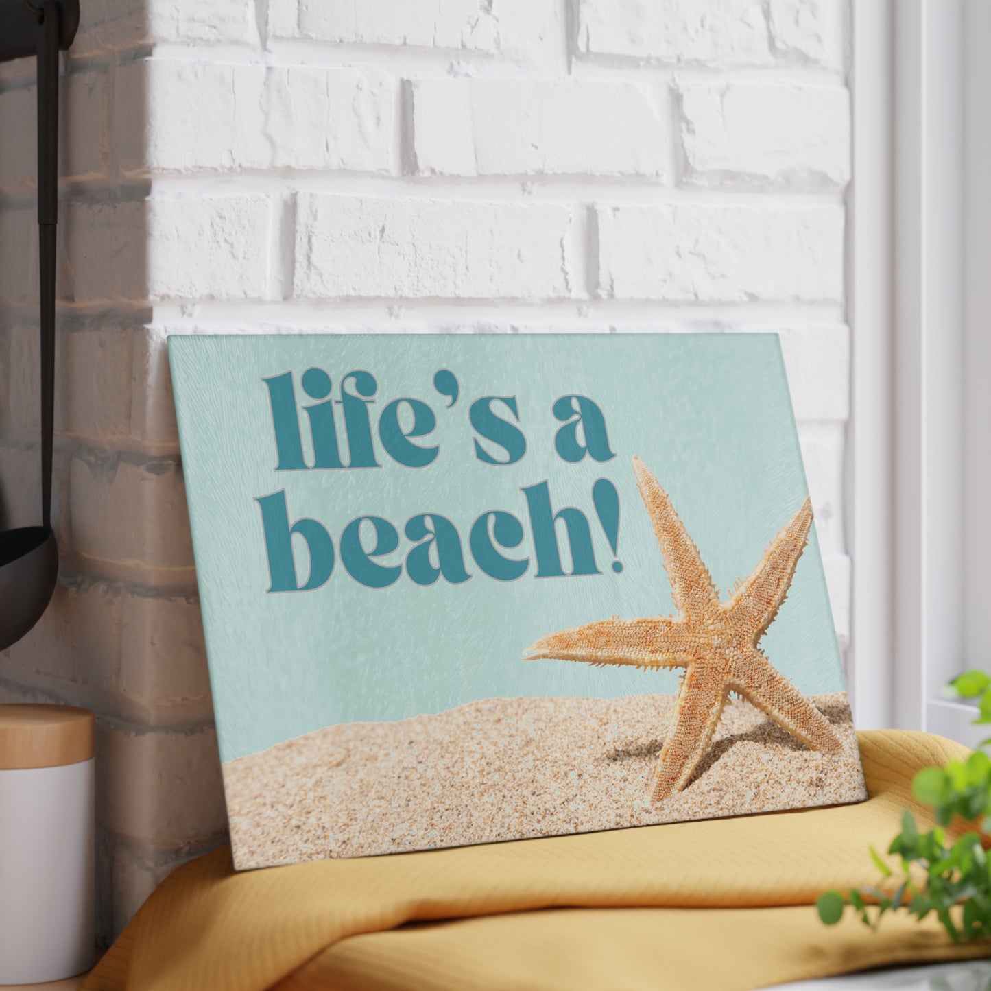 “Life’s a beach” Glass Cutting Board