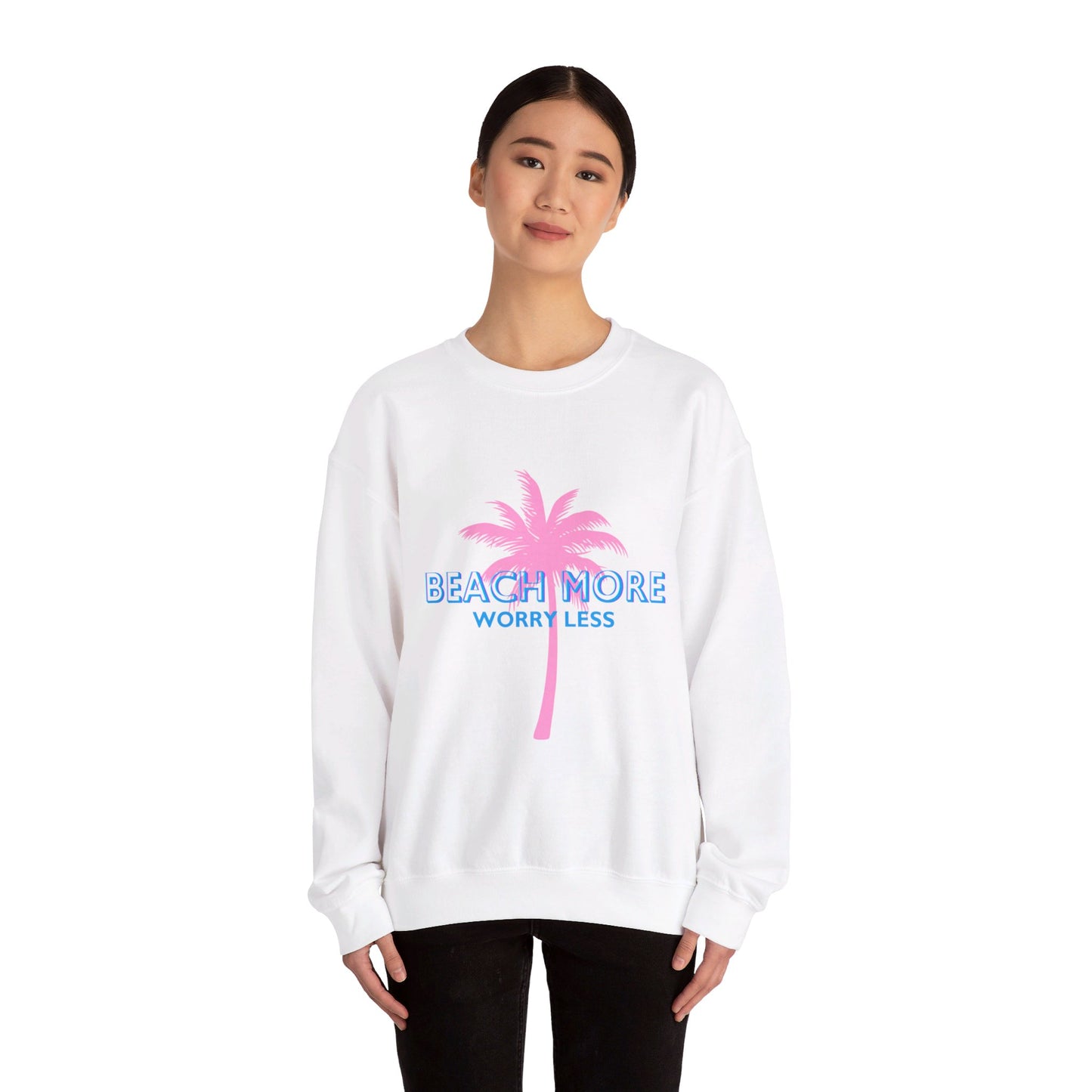 Beach More Worry Less - Unisex Heavy Blend™ Crewneck Sweatshirt