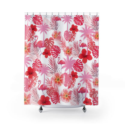 Tropical Pinks Polyester Shower Curtain