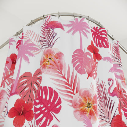 Tropical Pinks Polyester Shower Curtain