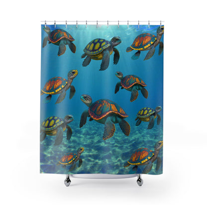 Sea Turtles Under the Sea Polyester Shower Curtain