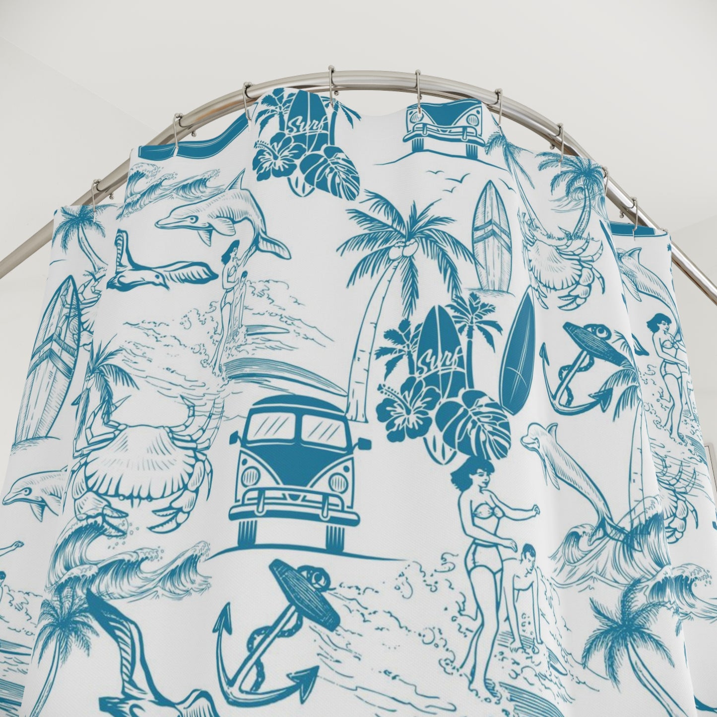 Surf’s Up 🏄 Polyester Shower Curtain