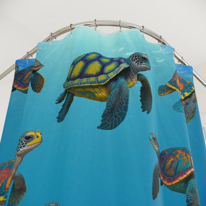 Sea Turtles Under the Sea Polyester Shower Curtain