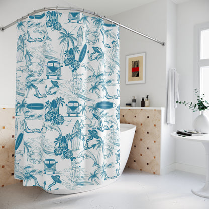 Surf’s Up 🏄 Polyester Shower Curtain