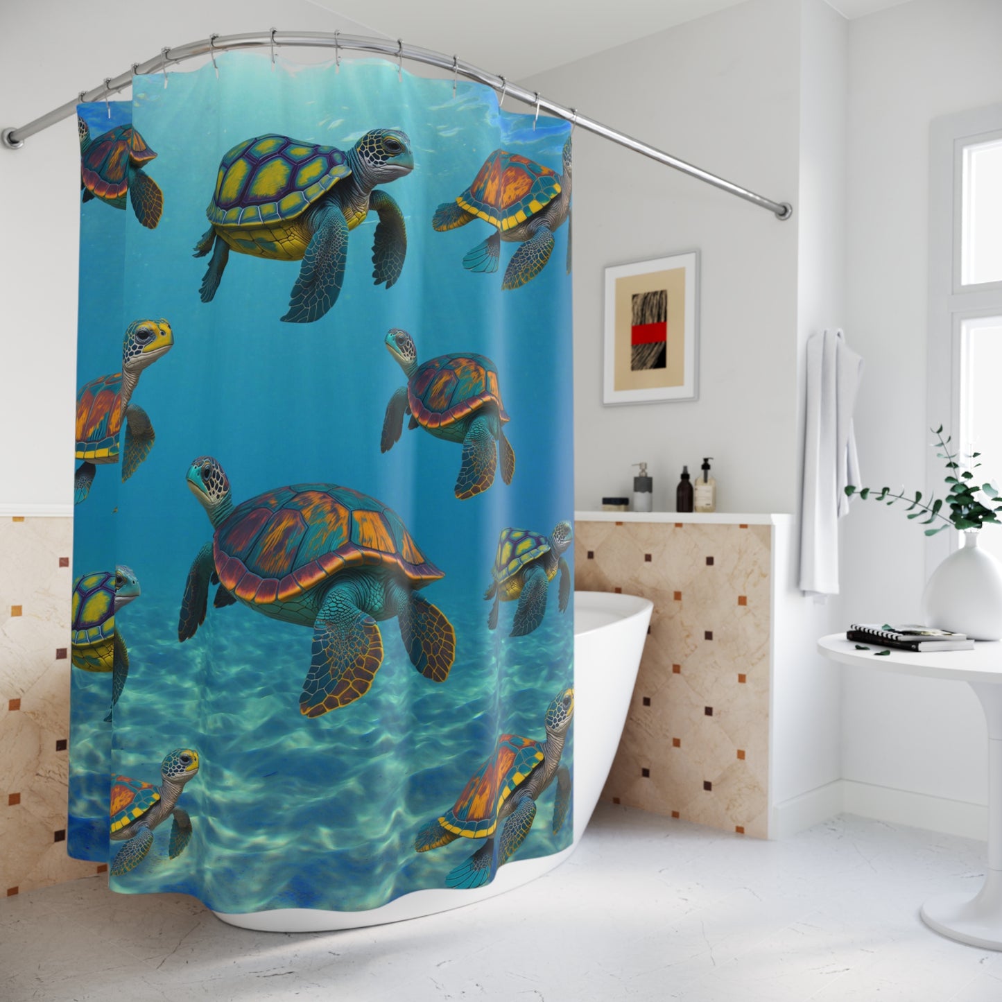 Sea Turtles Under the Sea Polyester Shower Curtain