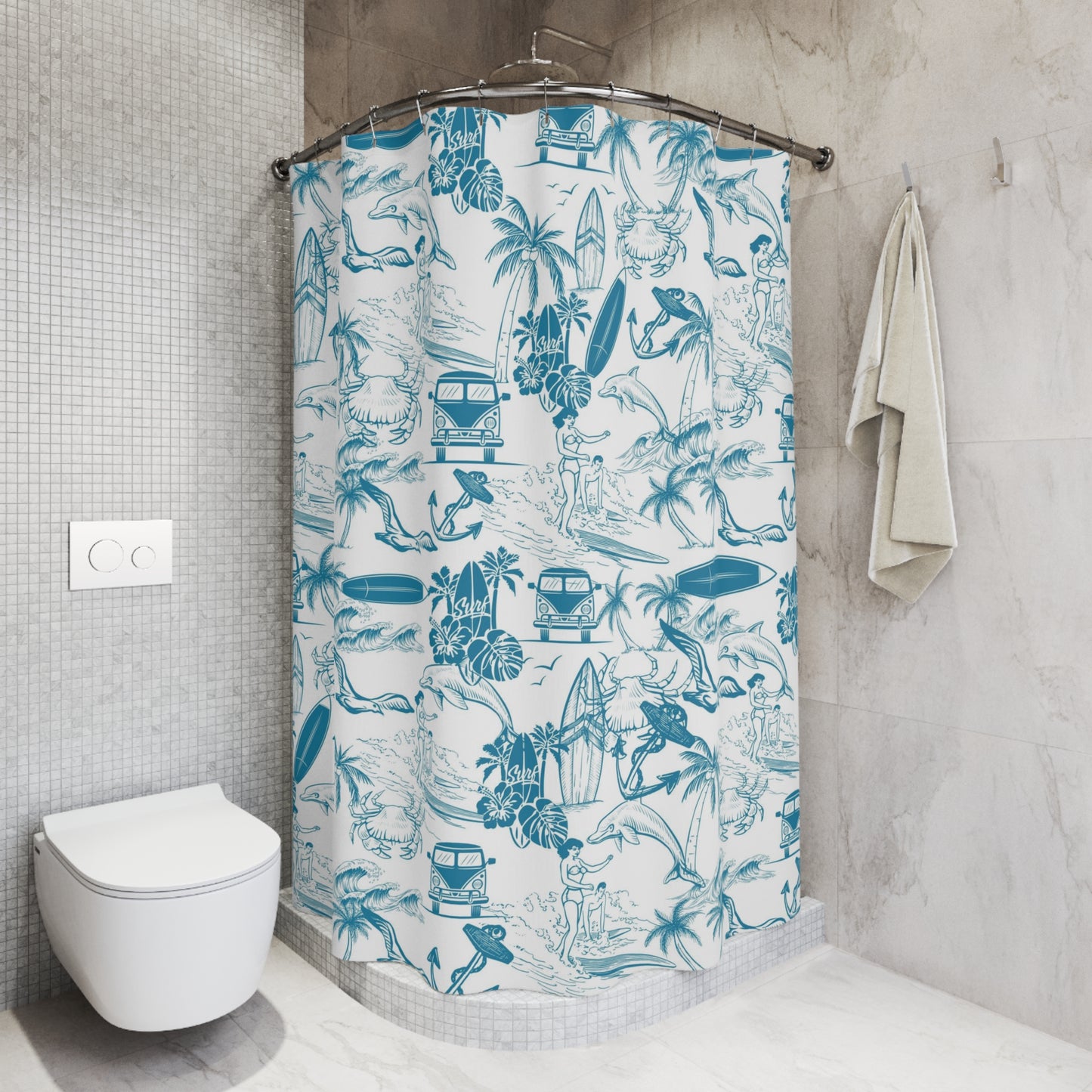 Surf’s Up 🏄 Polyester Shower Curtain