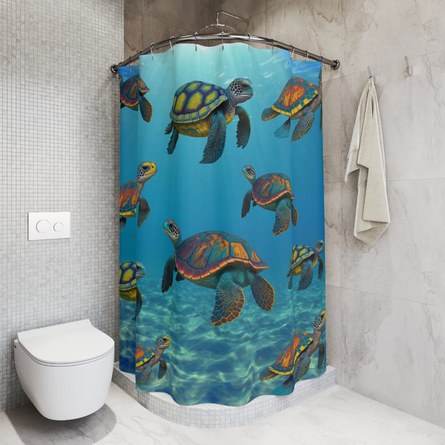 Sea Turtles Under the Sea Polyester Shower Curtain