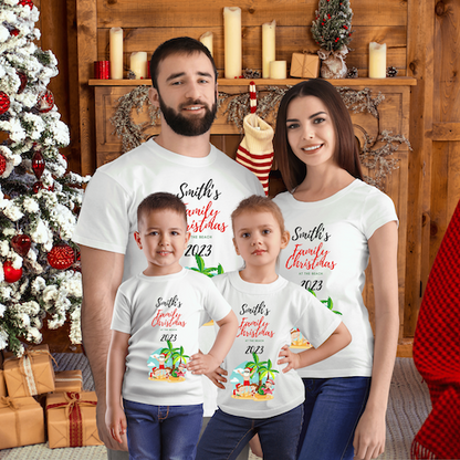 Personalized Family Christmas at the Beach Unisex Crewneck T-shirt