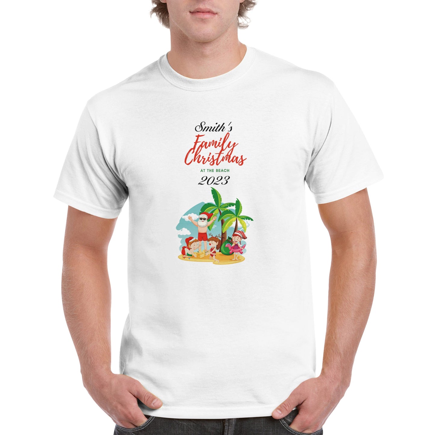 Personalized Family Christmas at the Beach Unisex Crewneck T-shirt