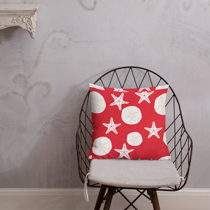 Starfish and Sand Dollars Red Premium Pillow