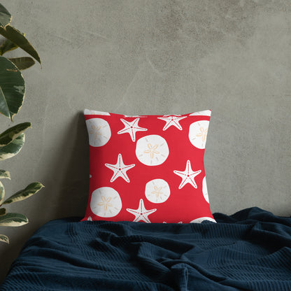 Starfish and Sand Dollars Red Premium Pillow