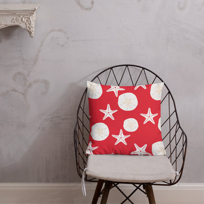 Starfish and Sand Dollars Red Premium Pillow