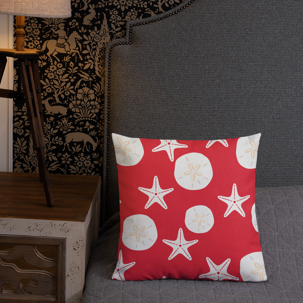 Starfish and Sand Dollars Red Premium Pillow