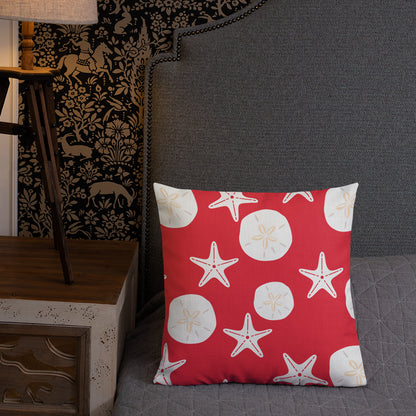 Starfish and Sand Dollars Red Premium Pillow