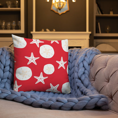 Starfish and Sand Dollars Red Premium Pillow