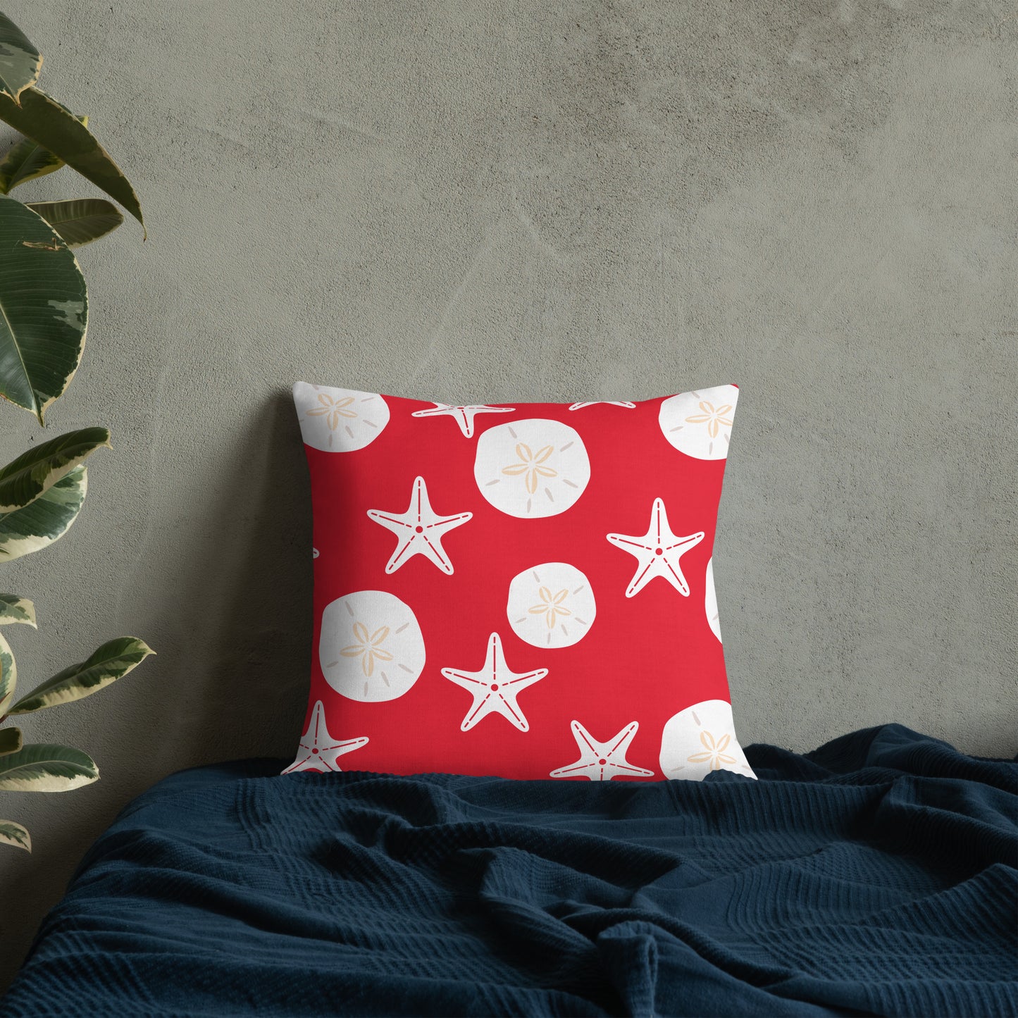 Starfish and Sand Dollars Red Premium Pillow