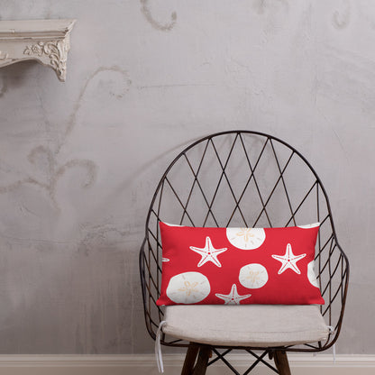 Starfish and Sand Dollars Red Premium Pillow