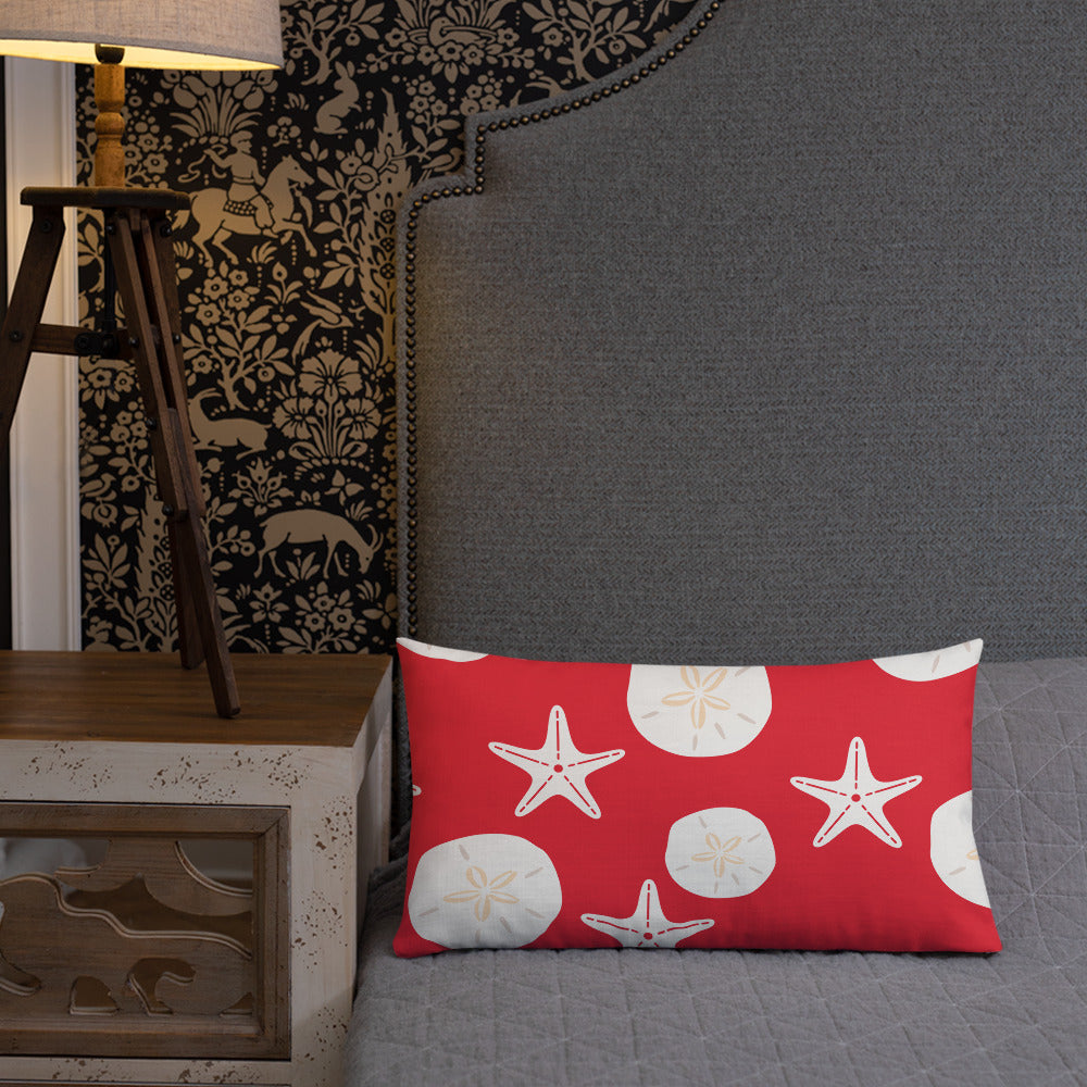 Starfish and Sand Dollars Red Premium Pillow