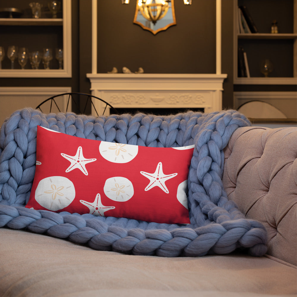 Starfish and Sand Dollars Red Premium Pillow