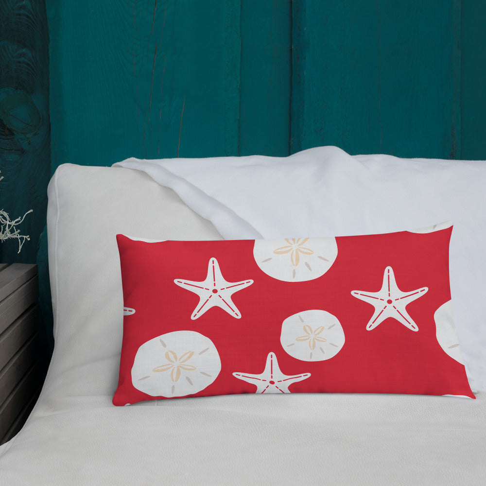 Starfish and Sand Dollars Red Premium Pillow