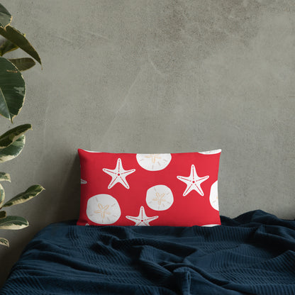 Starfish and Sand Dollars Red Premium Pillow