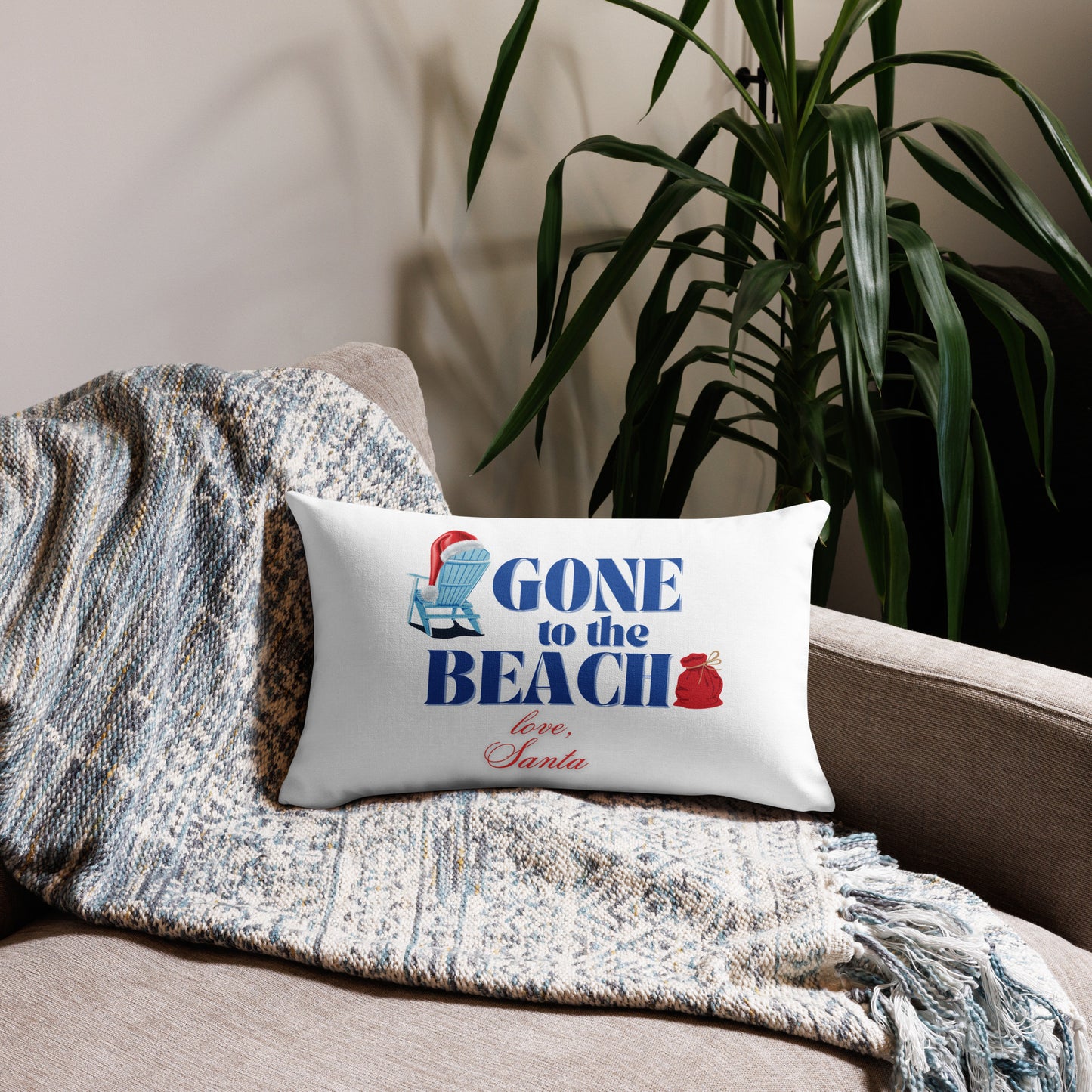 Gone to the Beach Love Santa Premium Pillow