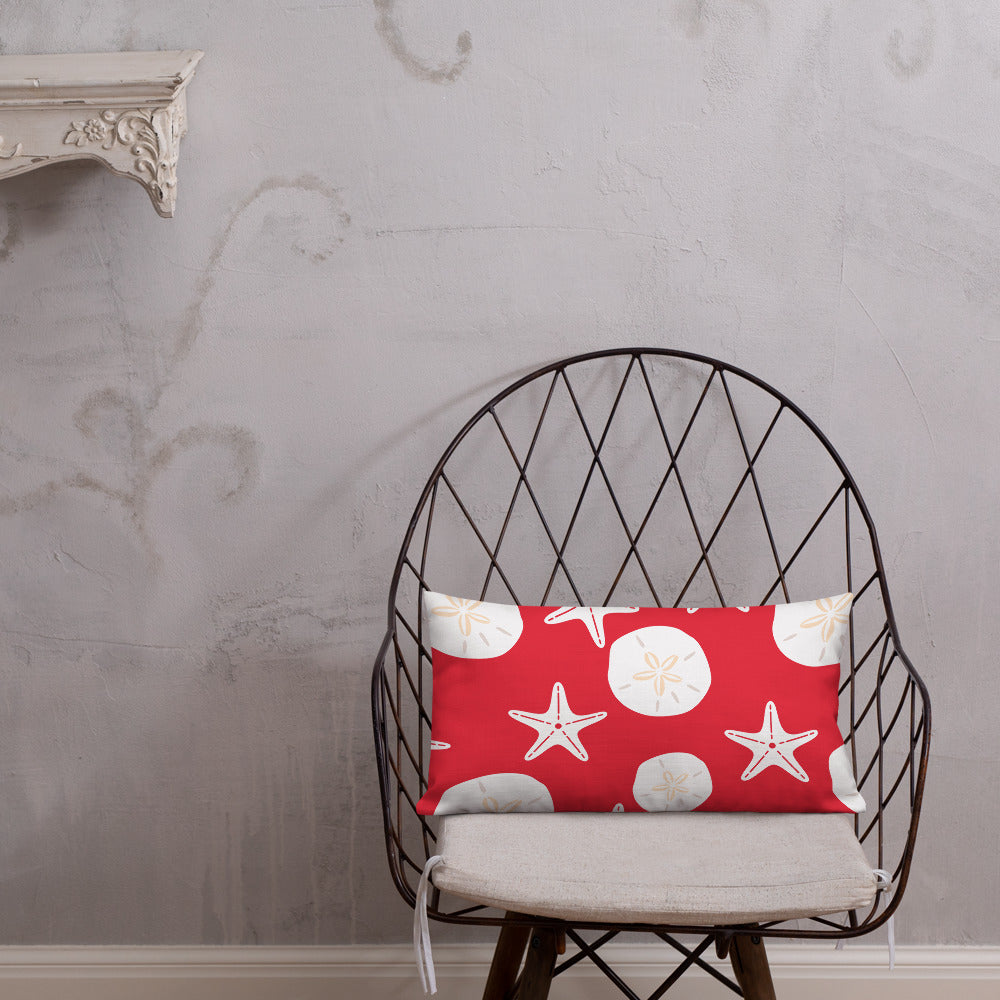 Starfish and Sand Dollars Red Premium Pillow