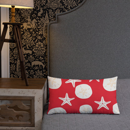 Starfish and Sand Dollars Red Premium Pillow