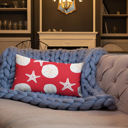 Starfish and Sand Dollars Red Premium Pillow