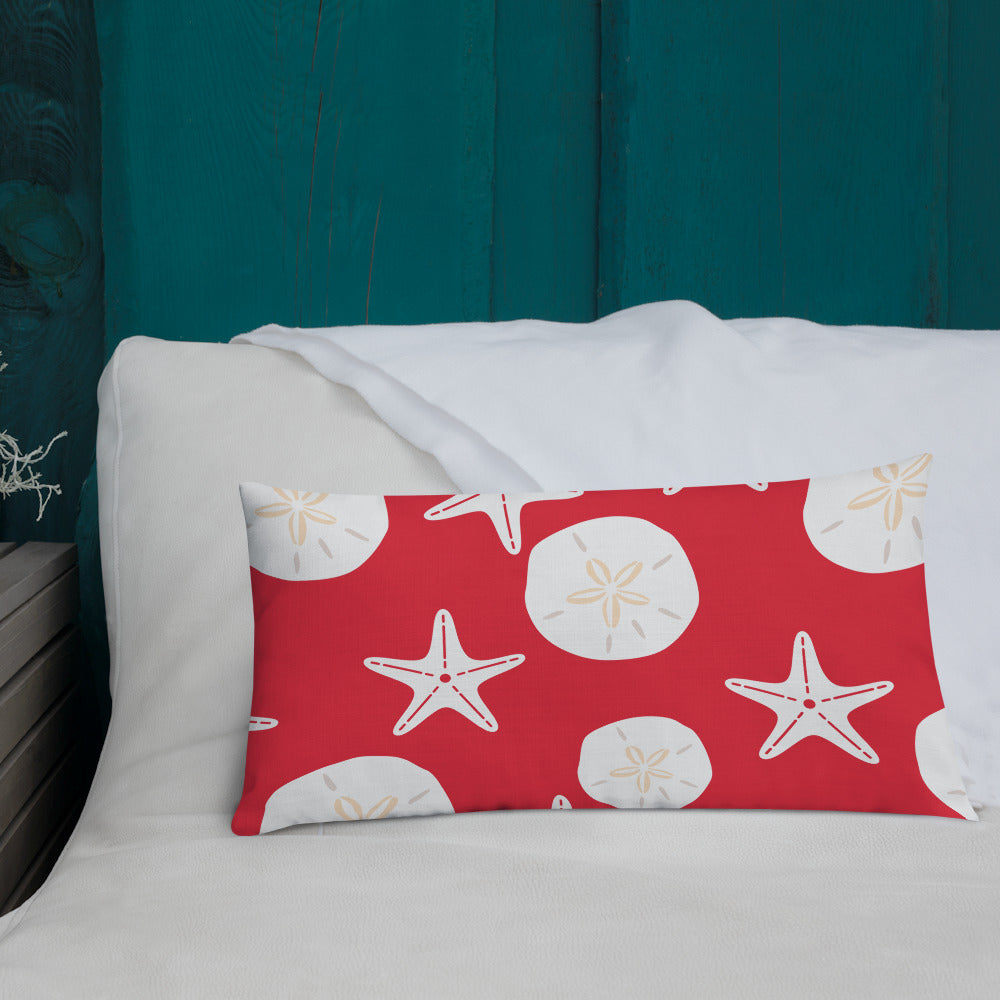 Starfish and Sand Dollars Red Premium Pillow