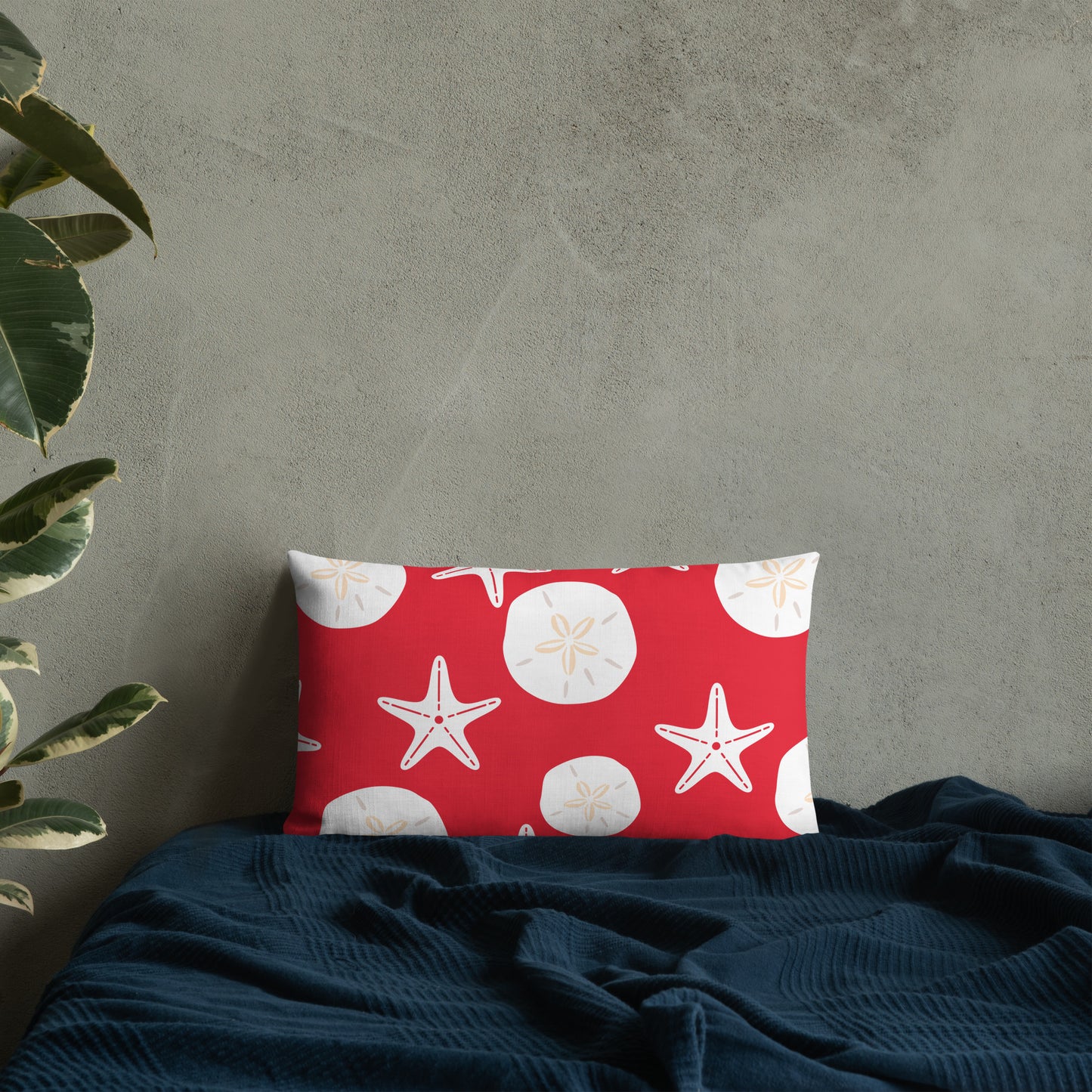 Starfish and Sand Dollars Red Premium Pillow