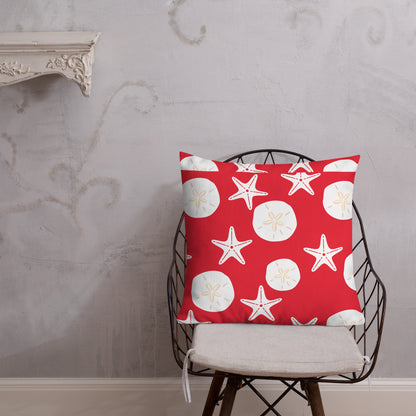 Starfish and Sand Dollars Red Premium Pillow