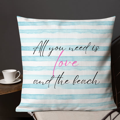 Love and the Beach Striped Premium Pillow